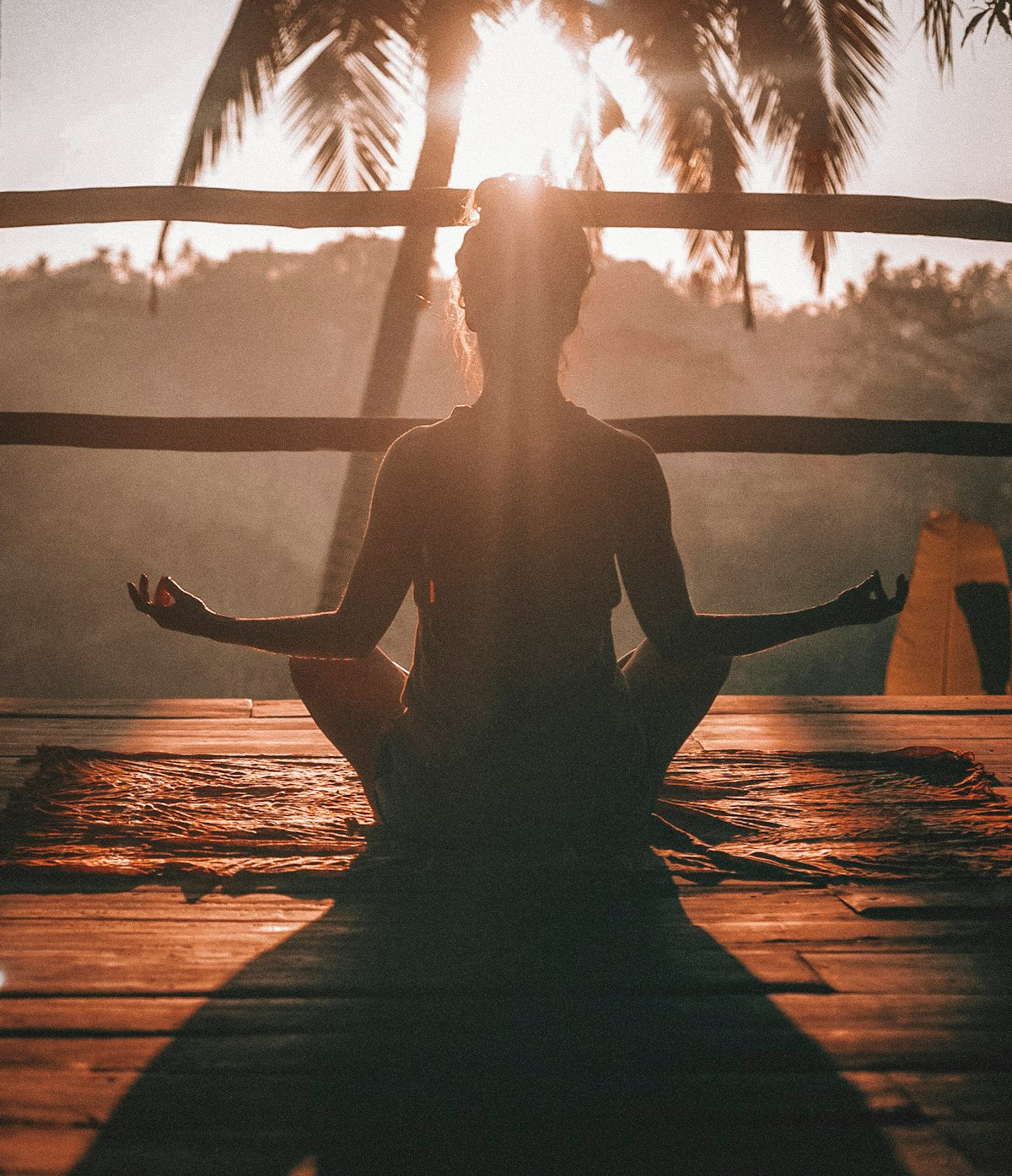 Illustration of the human body with a calm, balanced figure surrounded by soft natural light suggesting internal harmony